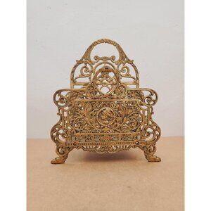 Letter Rack or Envelope Card Holder || Vintage solid brass || Shell shape plate